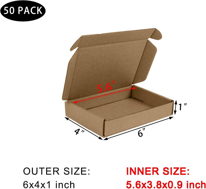 SUNLPH 50 Pack 6x4x1 Inches Small Shipping Boxes, Brown Corrugated Cardboard Boxes, Moving Mailing Packing Box - Image 2